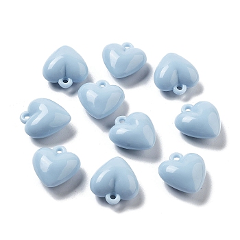 Opaque Acrylic Beads, Heart, Light Steel Blue, 17x16x5.5mm, Hole: 2mm