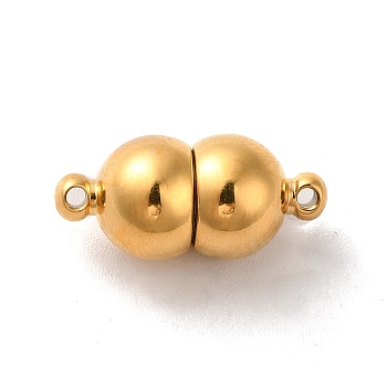 304 Stainless Steel Magnetic Clasps, Real 18K Gold Plated, 17.5x8mm, Hole: 1mm