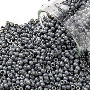 TOHO Round Seed Beads, Japanese Seed Beads, Frosted, (565F) Matte Galvanized Grey Blue, 11/0, 2.2mm, Hole: 0.8mm, about 50000pcs/pound
