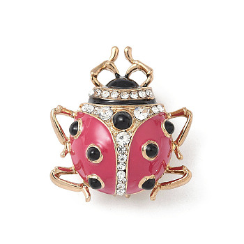 Enamel Pins, Alloy Rhinestone Brooches for Backpack Clothes, Ladybug, Golden, 31x27.5mm
