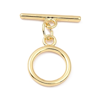 Rack Plating Brass Toggle Clasps, Long-Lasting Plated, Ring, Real 18K Gold Plated, Ring: 19.5x15.5x2mm, Hole: 2.5mm, Bar: 22x6x2mm, Hole: 2.5mm