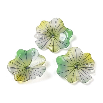 Lotus Leaf Bead Caps, for DIY Jewelry Making, Yellow, 35.5~37.5x4~5mm, Hole: 1.2mm