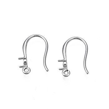 304 Stainless Steel Earring Hooks, Flat Earring Hooks, Ear Wire, with Rhinstone Settings and Horizontal Loop,, Stainless Steel Color, 16x11x2mm, Hole: 1.8mm, 20 Gauge, Pin: 0.8mm, Fit for 3mm Rhinestone
