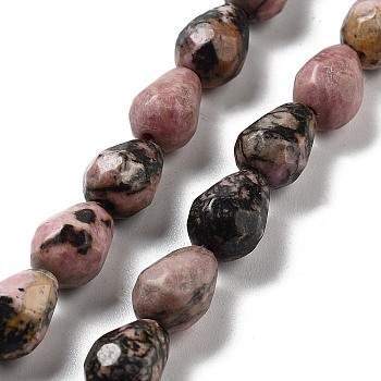 Natural Rhodonite Beads Strands, Faceted Teardrop, 10x7mm, Hole: 1.2mm, about 20pcs/strand, 7.87''(20cm)