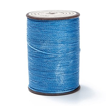 Round Waxed Polyester Thread String, Micro Macrame Cord, Twisted Cord, for Leather Sewing Stitching, Blue, 0.65mm, about 87.48 yards(80m)/roll