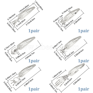 6 Pairs 6 Styles Alloy Snap Hair Clips for Woman Girls(OHAR-CP0001-12)-2