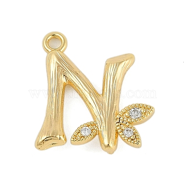 Real 18K Gold Plated Letter N Brass+Rhinestone Links