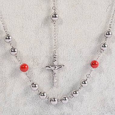304 Edelstahl Rosenkranz Perlenketten aus rostfreiem(NJEW-L347-40P)-2