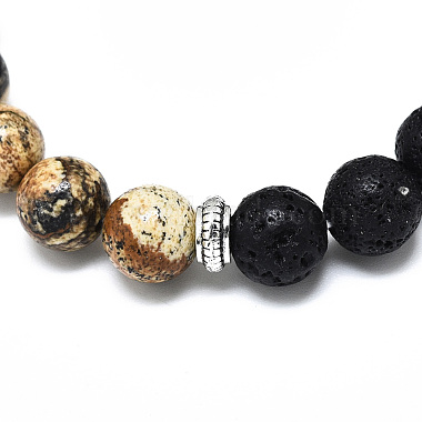 Natürliche Bild Jaspis Perlen Stretch-Armbänder(BJEW-R309-02-A11)-2