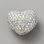 Heart Handmade Polymer Clay Rhinestone Beads, Crystal AB, 18.5x24x12.5mm, Hole: 1.6mm(FIND-WH0431-53B)