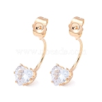 Alloy Clear Cubic Zirconia Earring Nuts, Light Gold, Heart, 26x8x12mm, Hole: 1.2mm(FIND-C082-01D-KCG)