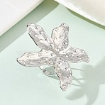 304 Stainless Steel Open Cuff Rings for Women, Starfish, Stainless Steel Color, 51x53mm, US Size 6 3/4(17.1mm)(RJEW-K320-02P)
