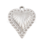 304 Stainless Steel Pendant Rhinestone Settings, Heart Charms, Stainless Steel Color, 20x16.5x3.5mm, Hole: 1.6mm, fit for 0.8mm rhinestone(STAS-K322-06P)