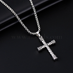 Alloy Pendant 201 Stainless Steel  Chain Necklaces for Men, Antique Silver, Cross, 27.56 inch(70cm)(FS-WG0EA78-04)