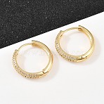 Brass Clear Cubic Zirconia Hoop Earrings, Cadmium Free & Lead Free, Long-Lasting Plated, Rack Plating, Real 18K Gold Plated, 19x20x3.5mm(EJEW-A156-08A-G)