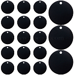 25Pcs Aluminum Pendants, Flat Round, for Pet Tag Dog Tag Accessories, Black, 35x1mm, Hole: 4mm(FIND-SP0002-55B-B)