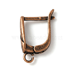 6Pcs Brass Hoop Earring Findings, with Latch Back Closure and Horizontal Loop, Red Copper, 16.5~18x11x3.5mm, Hole: 1.8mm, Pin: 0.8mm(KK-WH0047-52R)