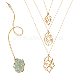 3Pcs Brass Macrame Pouch Necklaces, with 304 Stainless Steel Pendants, Golden, 20.08~24.02 inch(51~61cm)(NJEW-WR00008)