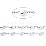 Tarnish Resistant 304 Stainless Steel Link Chains, Soldered, with Spool, Twisted, Stainless Steel Color, Oval Link: 3.5x2.5x0.3mm, Twisted: 11.5x3.5x1.8mm, about 16.4 Feet(5m)/roll(CHS-G014-14P)