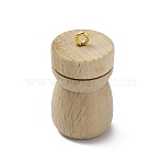 Wood Perfume Bottle Pendants, Essential Oil Bottles, Undyed, Golden, BurlyWood, 30x16mm, Hole: 1.8mm(WOOD-WH0030-43)
