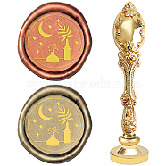 DIY Scrapbook, Brass Wax Seal Stamp and Alloy Handles, Flower Pattern, 103mm, Stamps: 2.5x1.45cm(AJEW-WH0128-03G)