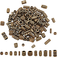 Elite 120Pcs 12 Styles Tibetan Style Alloy Tube Beads, Column & Barrel & Rondelle, Antique Bronze, 4.5~15x3.5~9.5mm, Hole: 1.5~5.5mm, 10pcs/style(FIND-PH0020-80)