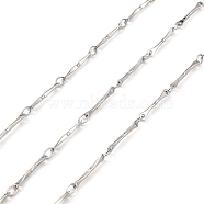 Handmade 304 Stainless Steel Bar Link Chains, Soldered, with Spool, Stainless Steel Color, 13.5x2x1mm, about 32.81 Feet(10m)/Roll(CHS-G025-13P)