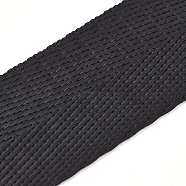 Nylon Ribbons, Herringbone Weave Ribbon, Black, 1 inch(25mm), about 2m/strand(NWIR-WH0009-09B)