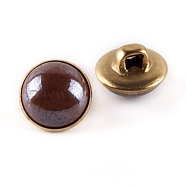 1-Hole Brass Resin Button, Flat Round, Coconut Brown, 10x8mm, Hole: 3x2.5mm(BUTT-WH0015-35F)