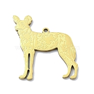 201 Stainless Steel Pendants, Laser Cut, Dog Charm, Golden, 26x26x1mm, Hole: 1.4mm(STAS-R118-05G)