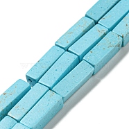Synthetic Imperial Jasper Dyed Beads Strands, Rectangle, Pale Turquoise, 13~13.5x4~4.5x4~4.5mm, Hole: 1.4mm, about 28~29pcs/strand, 14.49''~14.96''(36.8~38cm)(G-D077-C01-01)