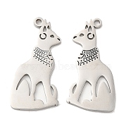 304 Stainless Steel Pendants, Cat Charm, Stainless Steel Color, 30x15x1.5mm, Hole: 1.8mm(STAS-L020-016P)