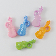 Opaque Solid Color Acrylic Violin Pendants, AB Color, Mixed Color, 23x9x4mm, Hole: 4mm, about 1210pcs/500g(SACR-R608-M)