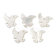 Natural Freshwater Shell Links Connector Charms, Brid, White, 34~35x31~33x1.5~3mm, Hole: 2.4~2.5mm(SHEL-K009-08)