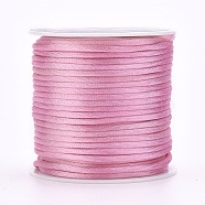 Nylon Thread, Rattail Satin Cord, Pink, 1mm, about 87.48 yards(80m)/roll(LW-K001-1mm-103)