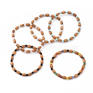 Stretch Beaded Bracelets, with Wood Beads and Natural & Synthetic Gemstone Beads, Inner Diameter: 2-1/4 inch(5.6cm)(BJEW-JB05418)