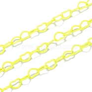 Spray Painted Brass Heart Link Chains, Soldered, with Spool, Yellow, 6x4.5x0.5mm, 32.8 Feet(10m)/roll(CHC-M021-05C)