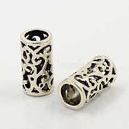 Tibetan Style European Beads, Large Hole Beads, Lead Free and Cadmium Free, Column, Antique Silver, 11mm in diameter, 21.5mm thick, hole:8mm(LF11569Y)