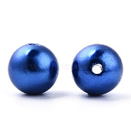 Spray Painted ABS Plastic Imitation Pearl Beads, Round, Medium Blue, 10x9.5mm, Hole: 2mm, about 1040 pcs/500g(OACR-T015-05C-06)