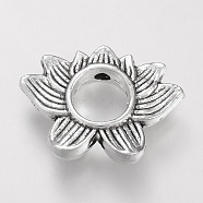 Tibetan Style Alloy Bead Frame, Cadmium Free & Lead Free, Lotus Flower, Antique Silver, 13.5x19x4mm, Hole: 1.5mm, 6mm inner diameter, about 480pcs/1000g(TIBE-S310-061AS-LF)