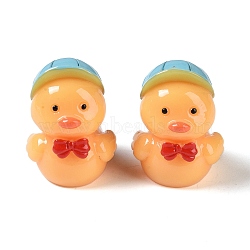 Cartoon Cute Resin 3D Duck Figurines, for Home Office Desktop Decoration, Orange, 36x25x30mm(RESI-L042-01D)