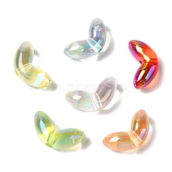 UV Plating Transparent Acrylic Beads, Leaf, Mixed Color, 12x23.5x9mm, Hole: 3mm(OACR-H123-16)