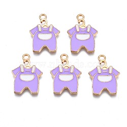 Alloy Enamel Pendants, Cadmium Free & Nickel Free & Lead Free, Light Gold, Clothes, Lilac, 21.5x15.5x1.5mm, Hole: 1.8mm(ENAM-N054-76B)