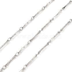 Tarnish Resistant Handmade 304 Stainless Steel Bar Link Chains, Soldered, with Spool, Stainless Steel Color, 13.5x2x1mm, about 32.81 Feet(10m)/Roll(CHS-G025-13P)