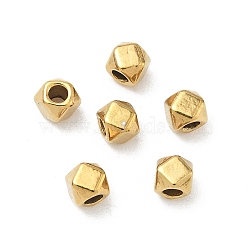 304 Stainless Steel Beads, Polygon, Faceted, Ion Plating(IP), Real 18K Gold Plated, 4x4x4.8mm, Hole: 1.6mm(X-STAS-D204-28G)