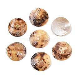 2-Hole Mother of Pearl Buttons, Akoya Shell Button, Flat Round, Moccasin, 25x1mm, Hole: 1.8mm(SHEL-T012-43C)