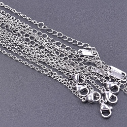304 Stainless Steel Cable Chain Necklace, Stainless Steel Color, 15.75 inch(40cm), Wide: 1.6mm(PW-WG97747-10)