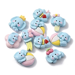 Opaque Resin Decoden Cabochons, Elephant, Sky Blue, 13.5~21x18~27x5.5~7.5mm(CRES-P030-F)