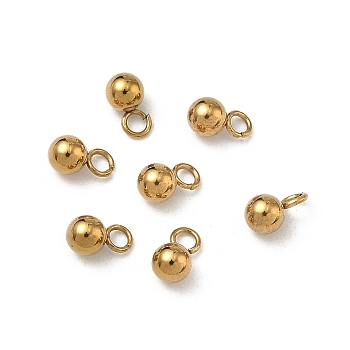 304 Stainless Steel Pendants, Round Charm, Ion Plating(IP), Long-Lasting Plated, Rack Plating, Real 18K Gold Plated, 7x4mm, Hole: 4mm