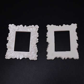 Retro Photo Frames, Resin Flower Frames, Small Family Photo Holders, for Pictures Embossed Photo Props Wall Decor Accessories, Rectangle, White, 96x81.5x8mm, Inner Diameter: 54.5x40mm